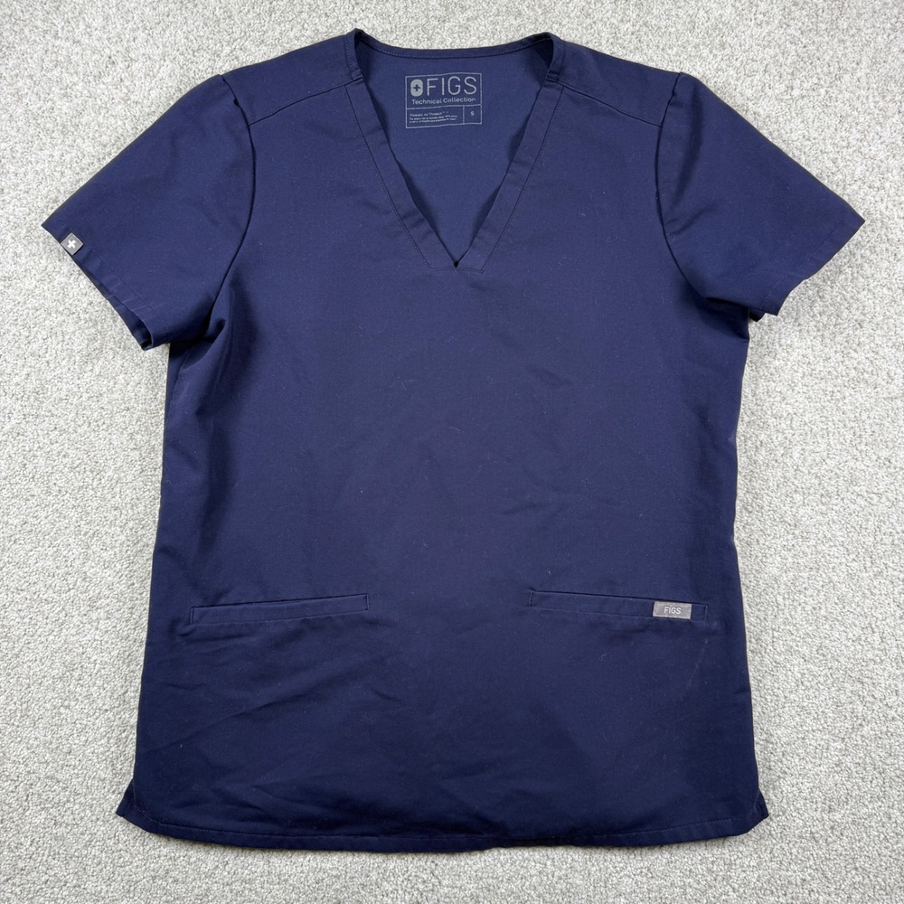 FIGS Scrub Top Men Small Navy Blue Technical Collection V-Neck FW1100
